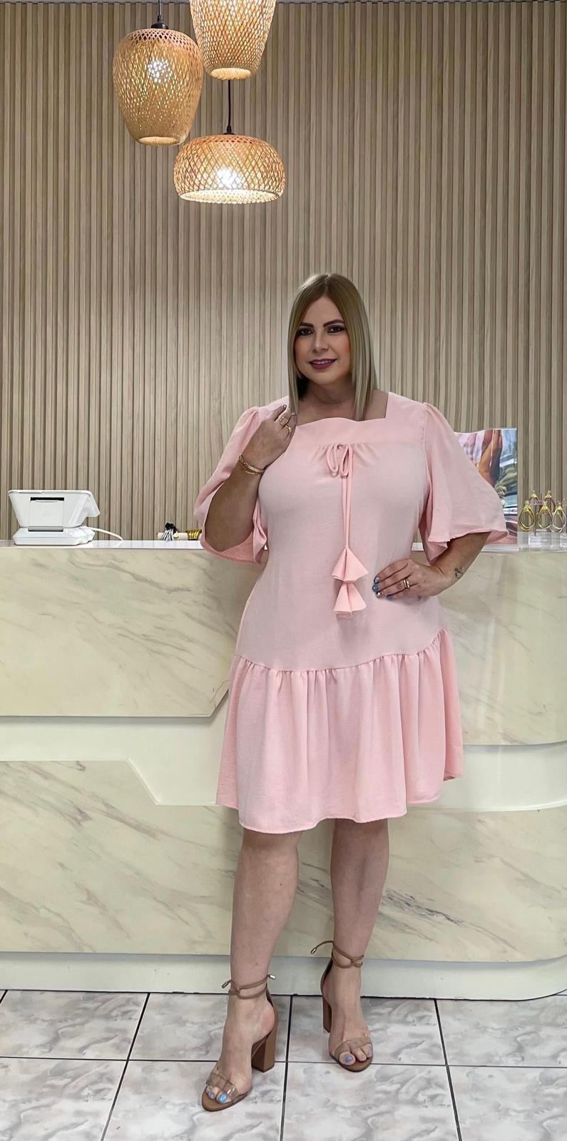 Plus maxi dress pink