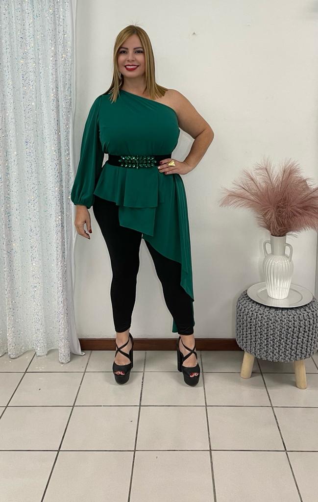 Plus Green one shoulder Top