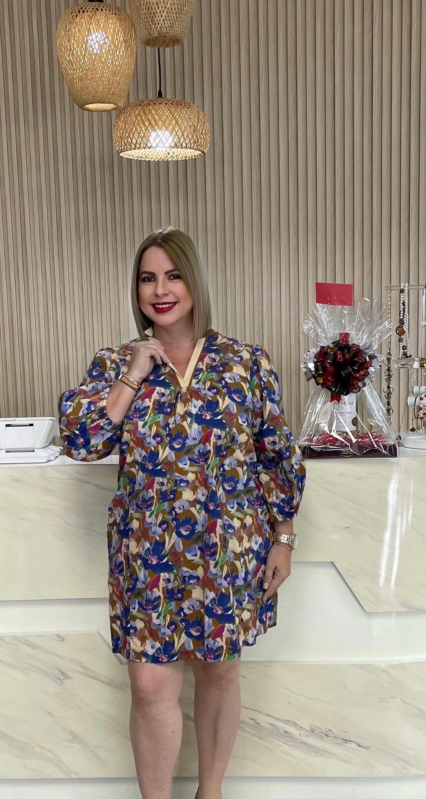 Plus flowers print short dresd