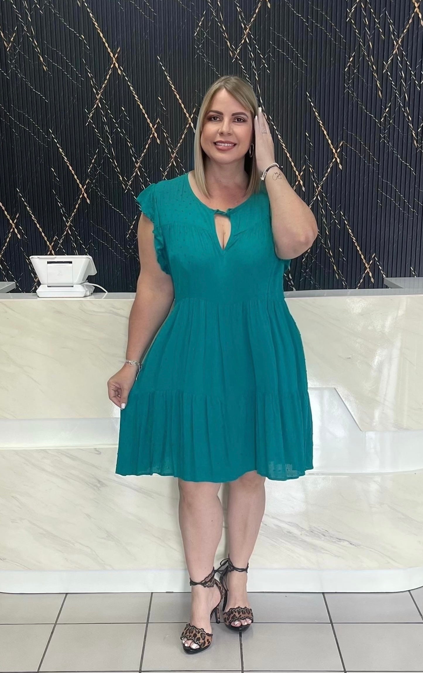 Turquoise plus short dress
