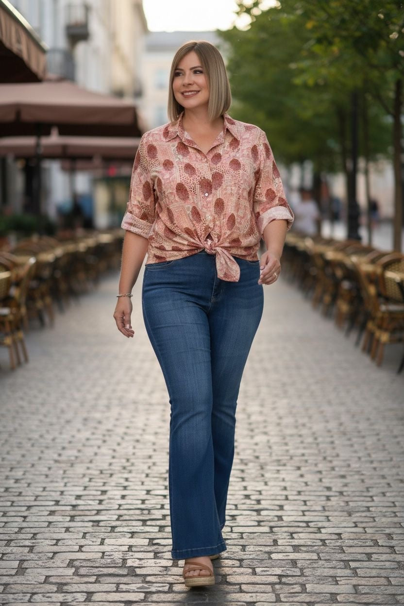 Pink top with sleeves long plus