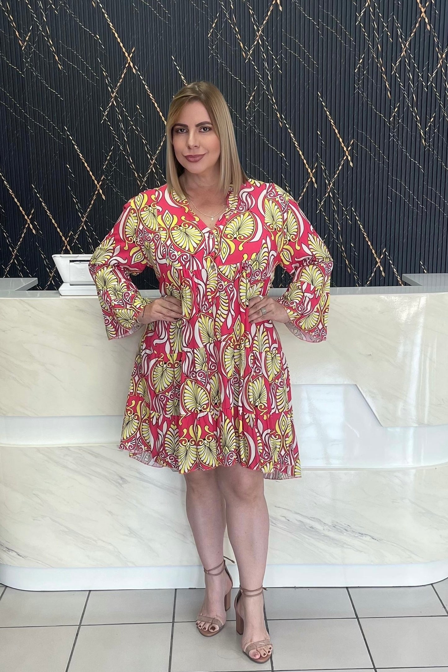 Print short plus Italian dress