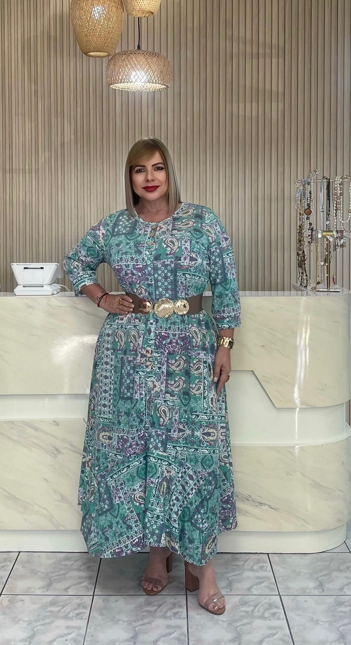 Print long plus dress