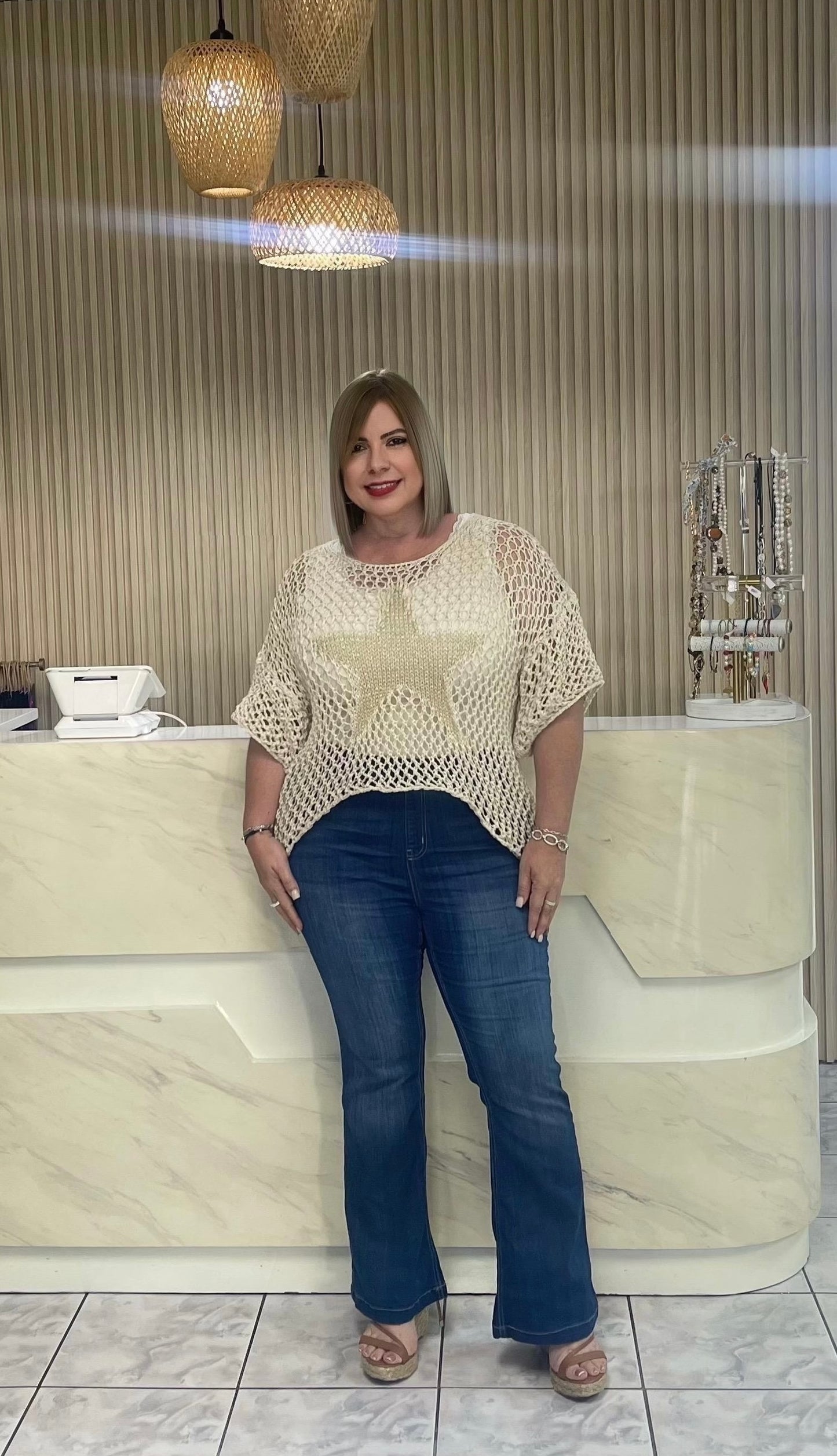 Nude Italian plus top