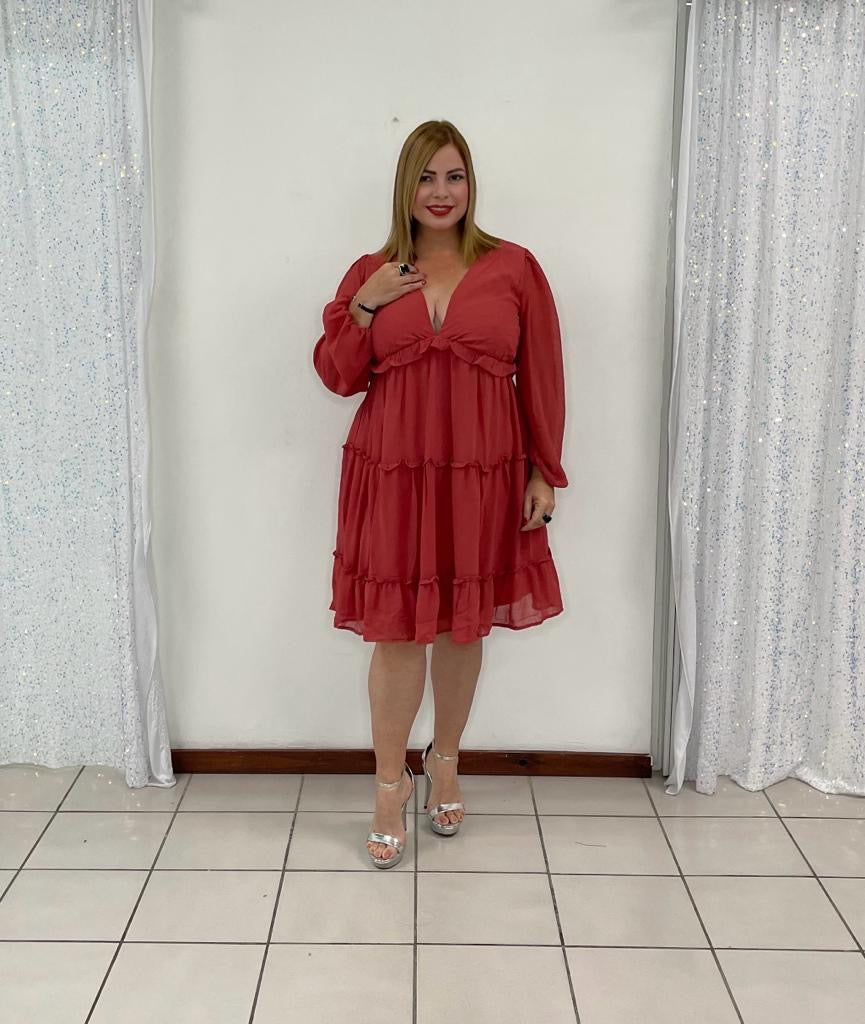 Plus short dress rust