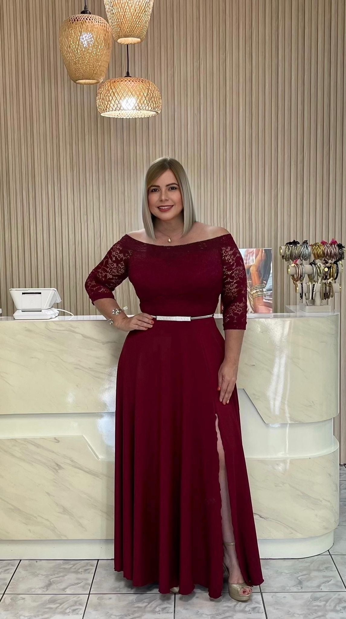 Burgandy plus maxi dress by claudia orozco