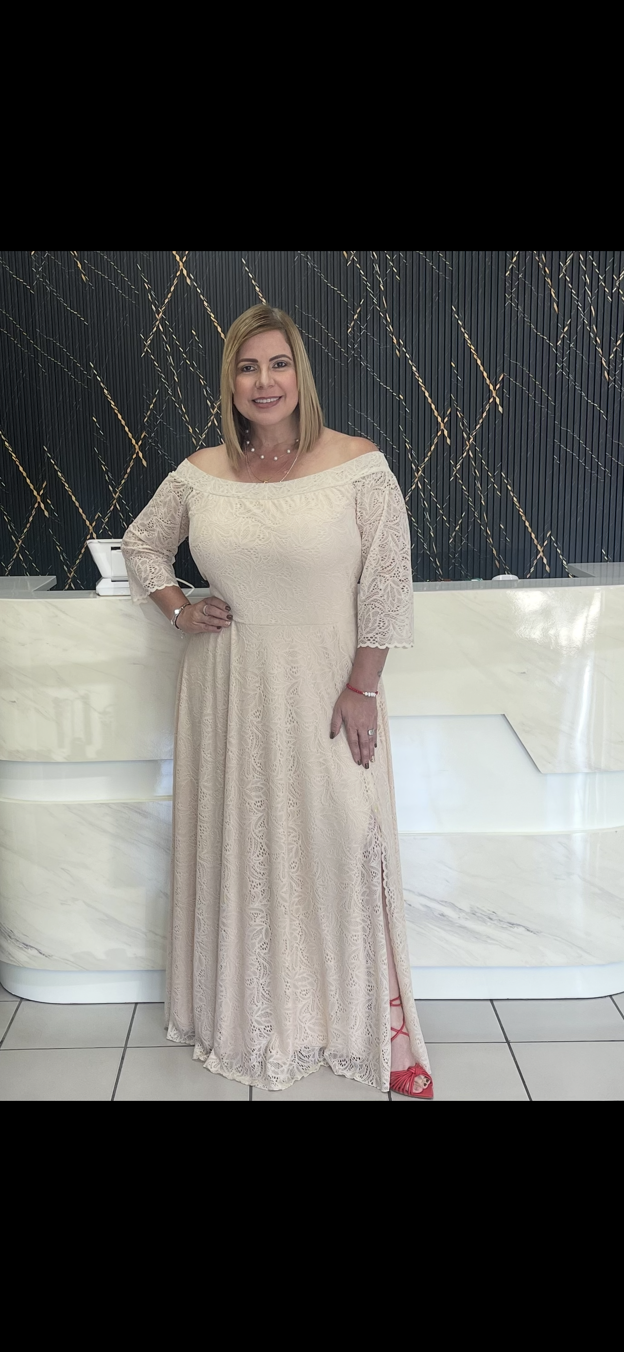 Lace ivory maxi dress by Claudia