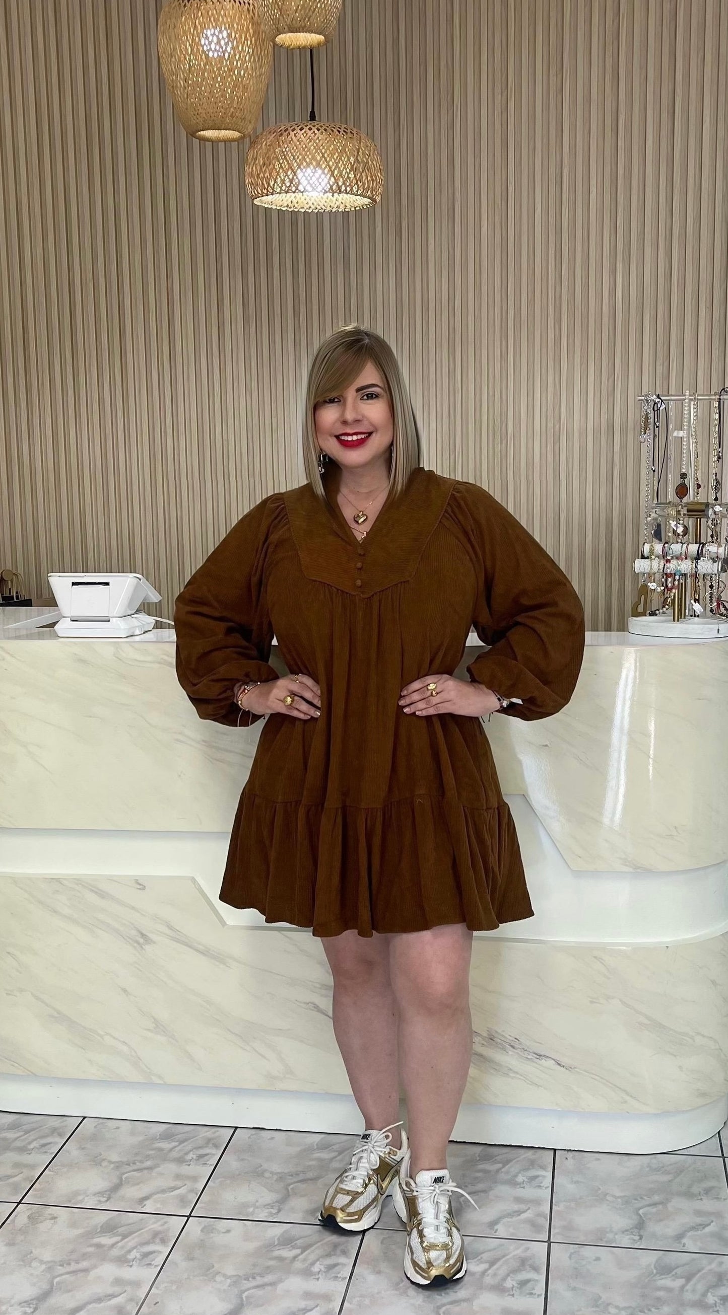 Brown short plus dress