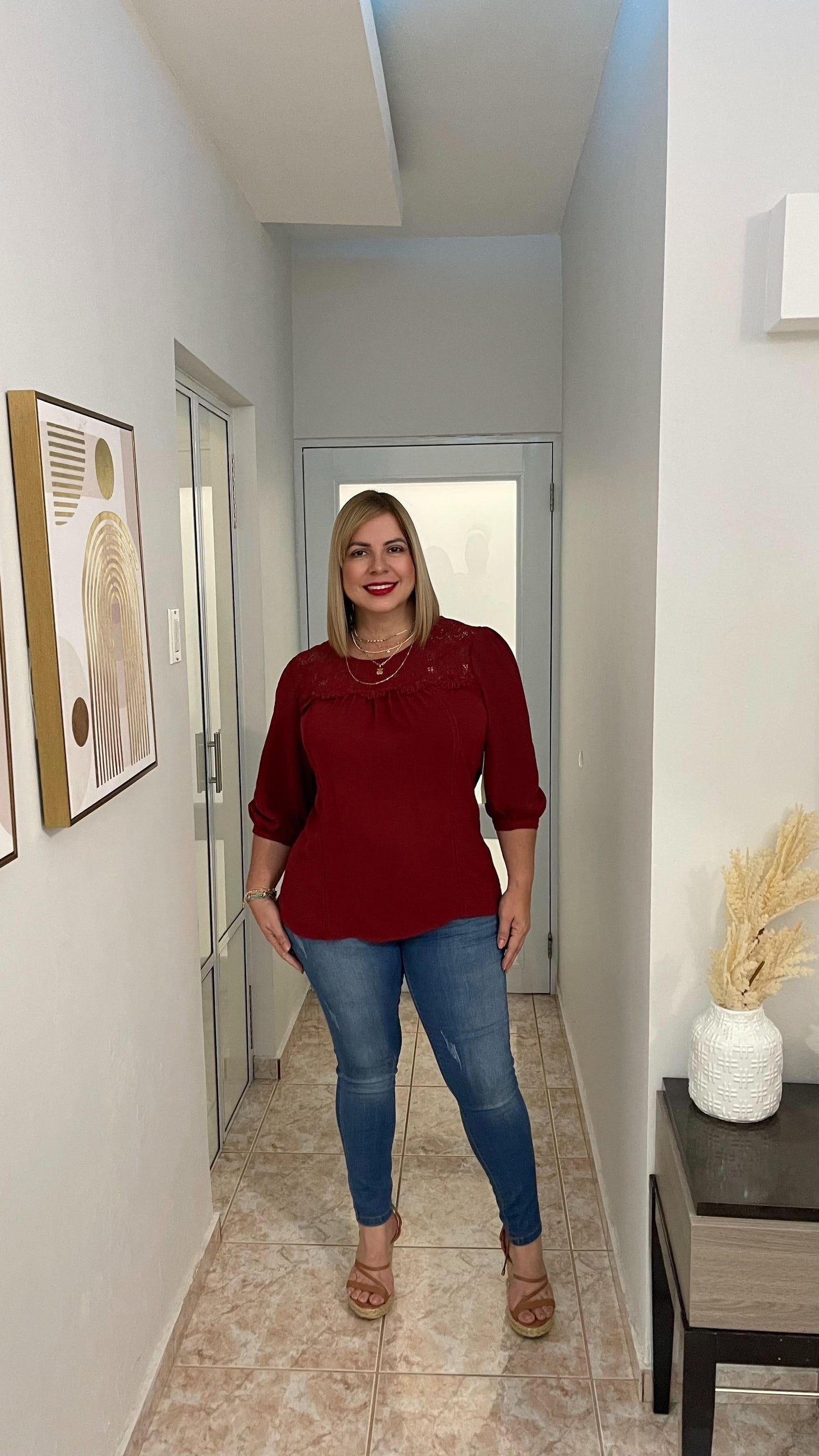 Burgandy with sleeves top