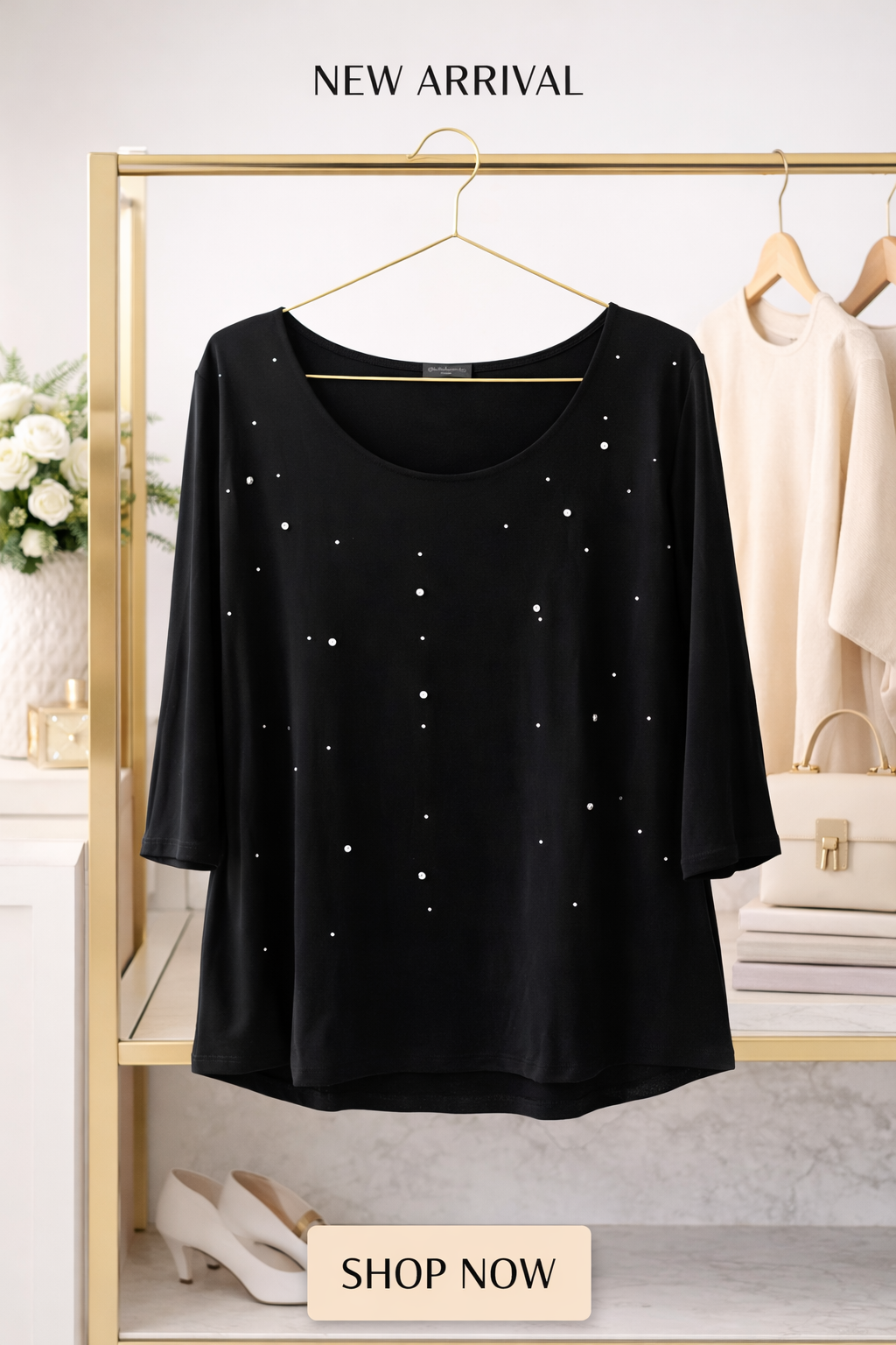 Plus top black whit rainstons