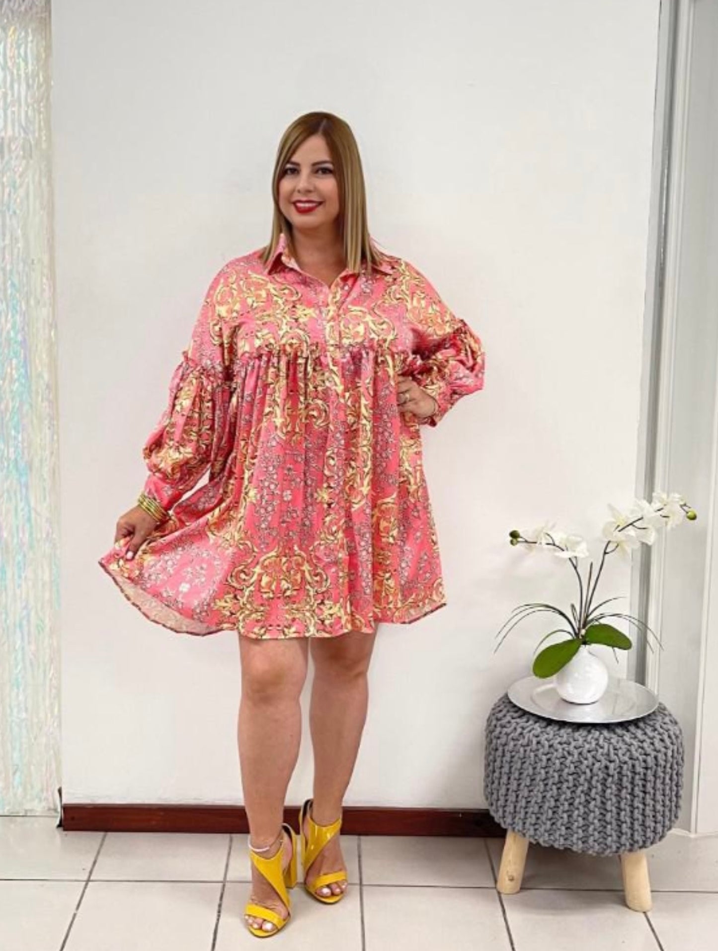 Plus Pick & Yellow short Dress