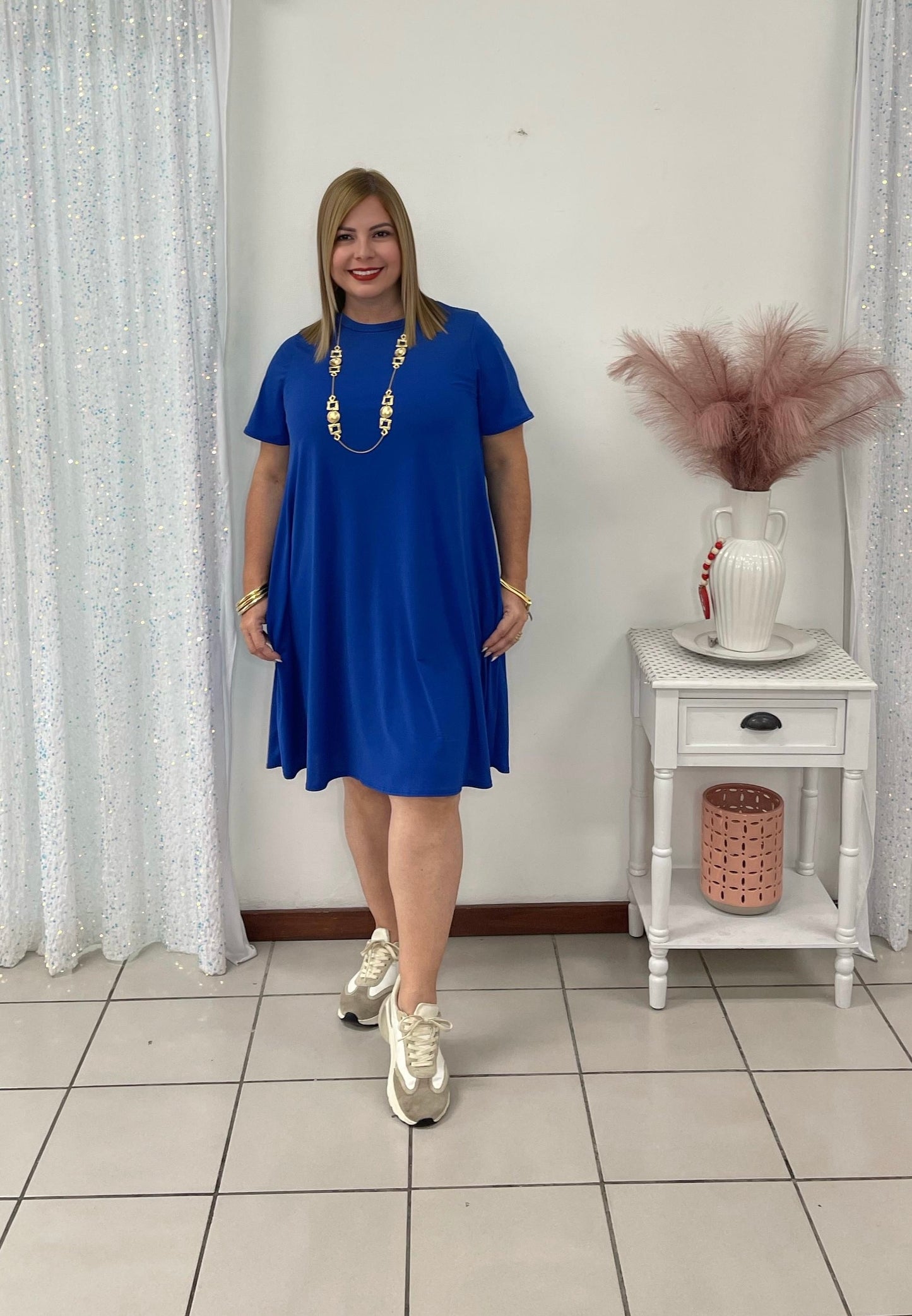 Plus Blue Short Dress