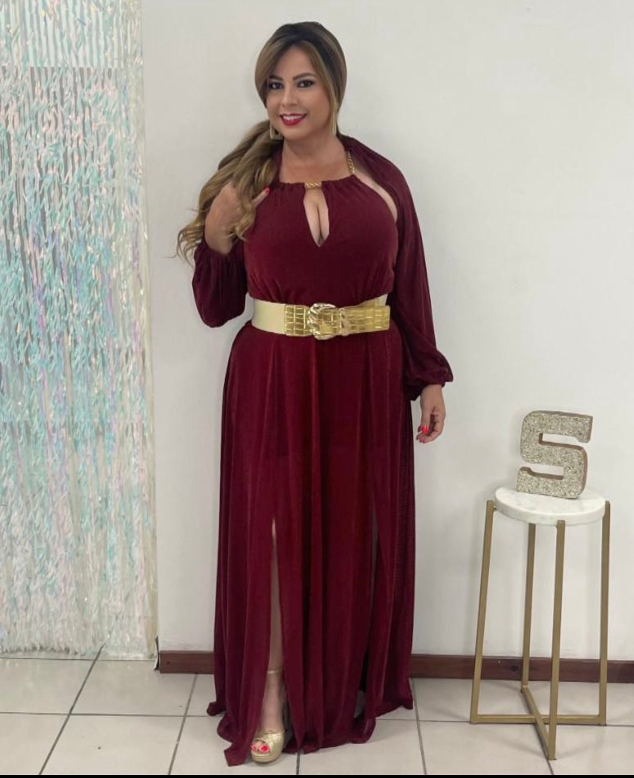 Plus Burgandy Maxi Dress