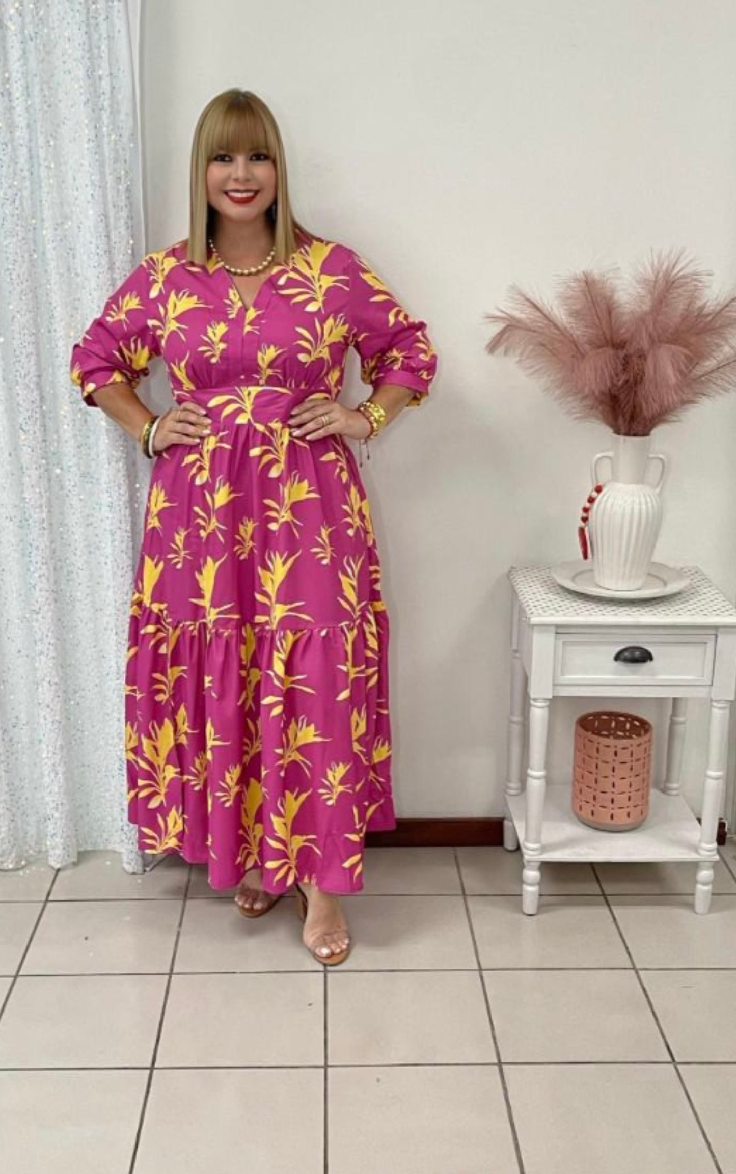 Plus magenta maxi dress
