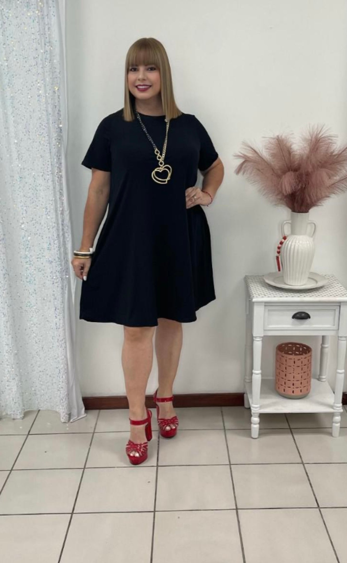 Plus black short dress