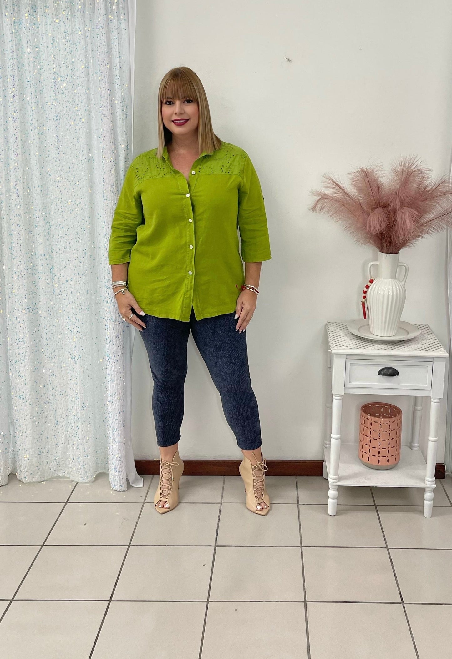 Plus green lime top by: Italy
