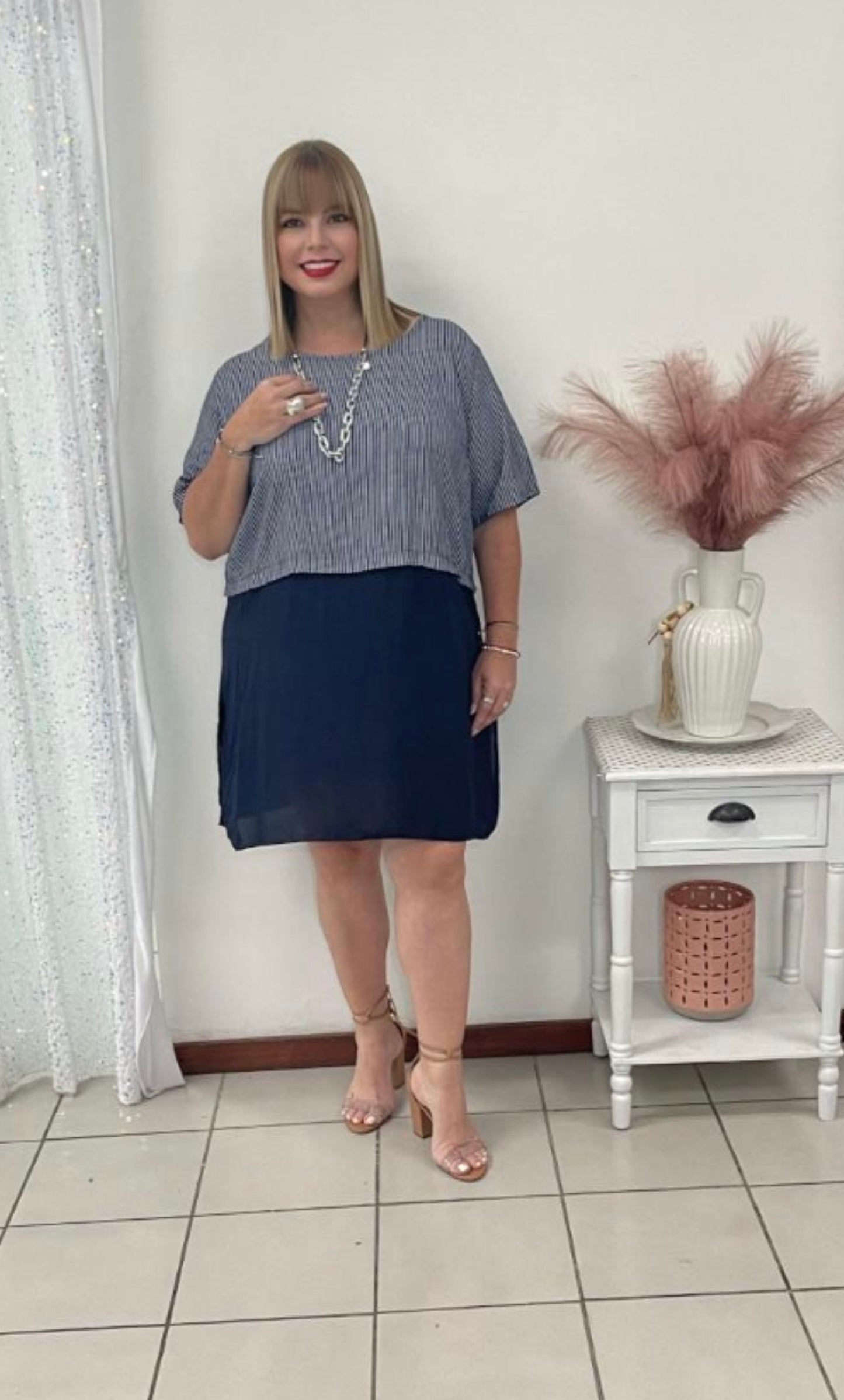 Plus Blue Navy Short Dress By: Italy