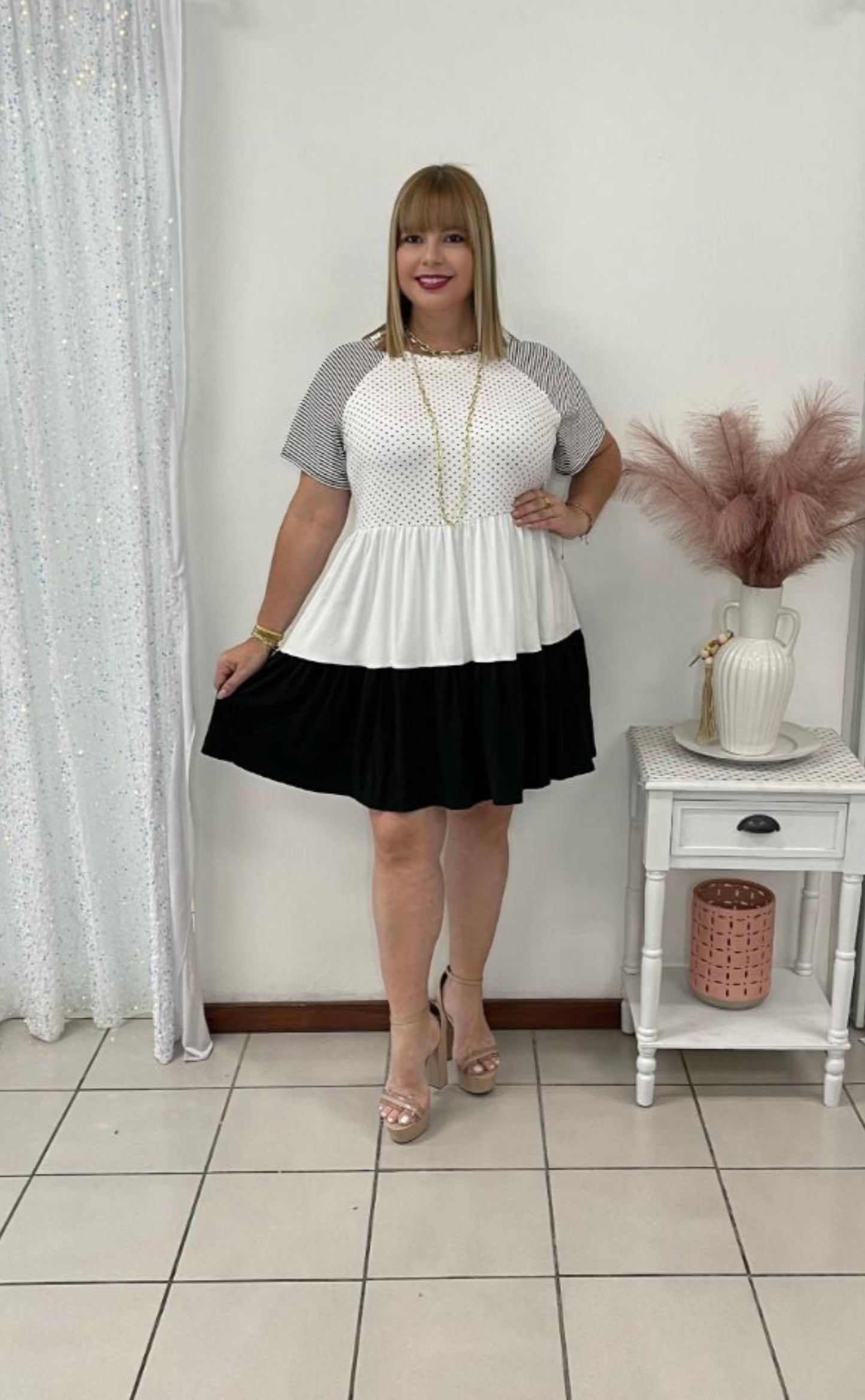Plus Polka dots Short dress