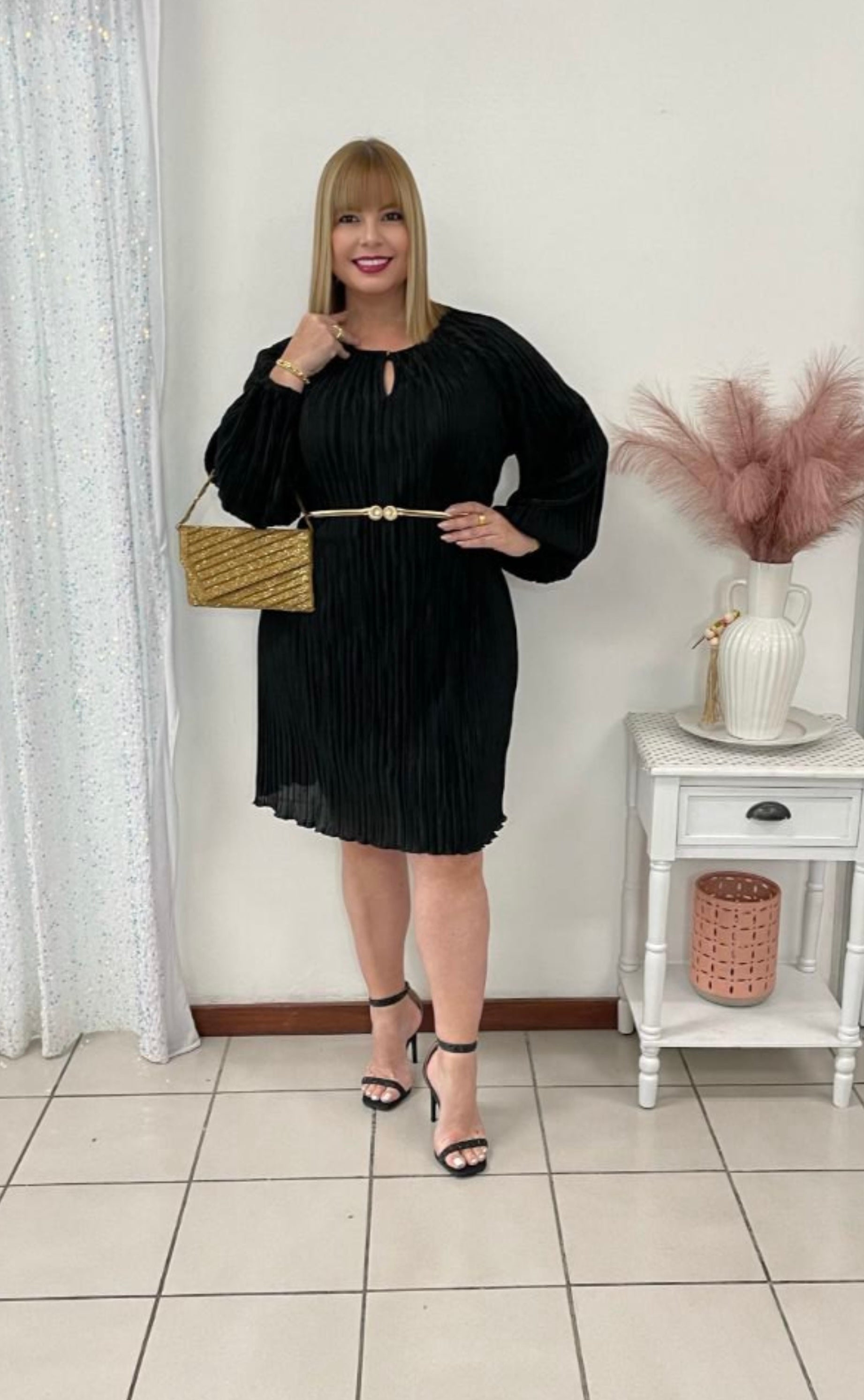 Plus black with sleeves short dress | Sofias Boutique Plus Plus black with sleeves short dress | Sofias Boutique Plus