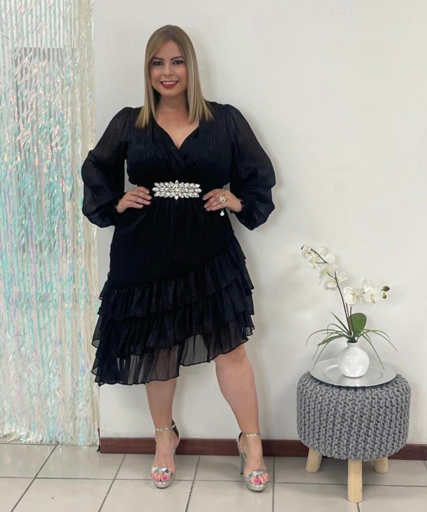 Plus black Asymmetric dress