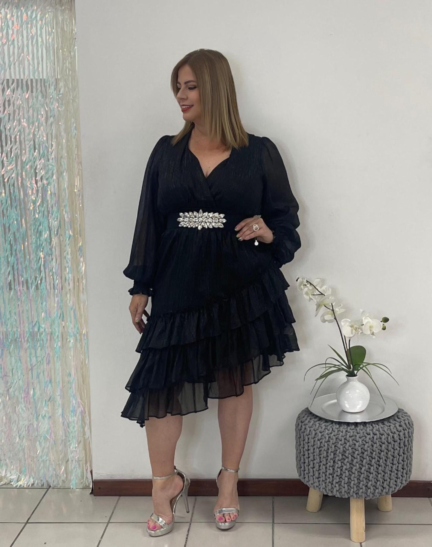 Plus black Asymmetric dress