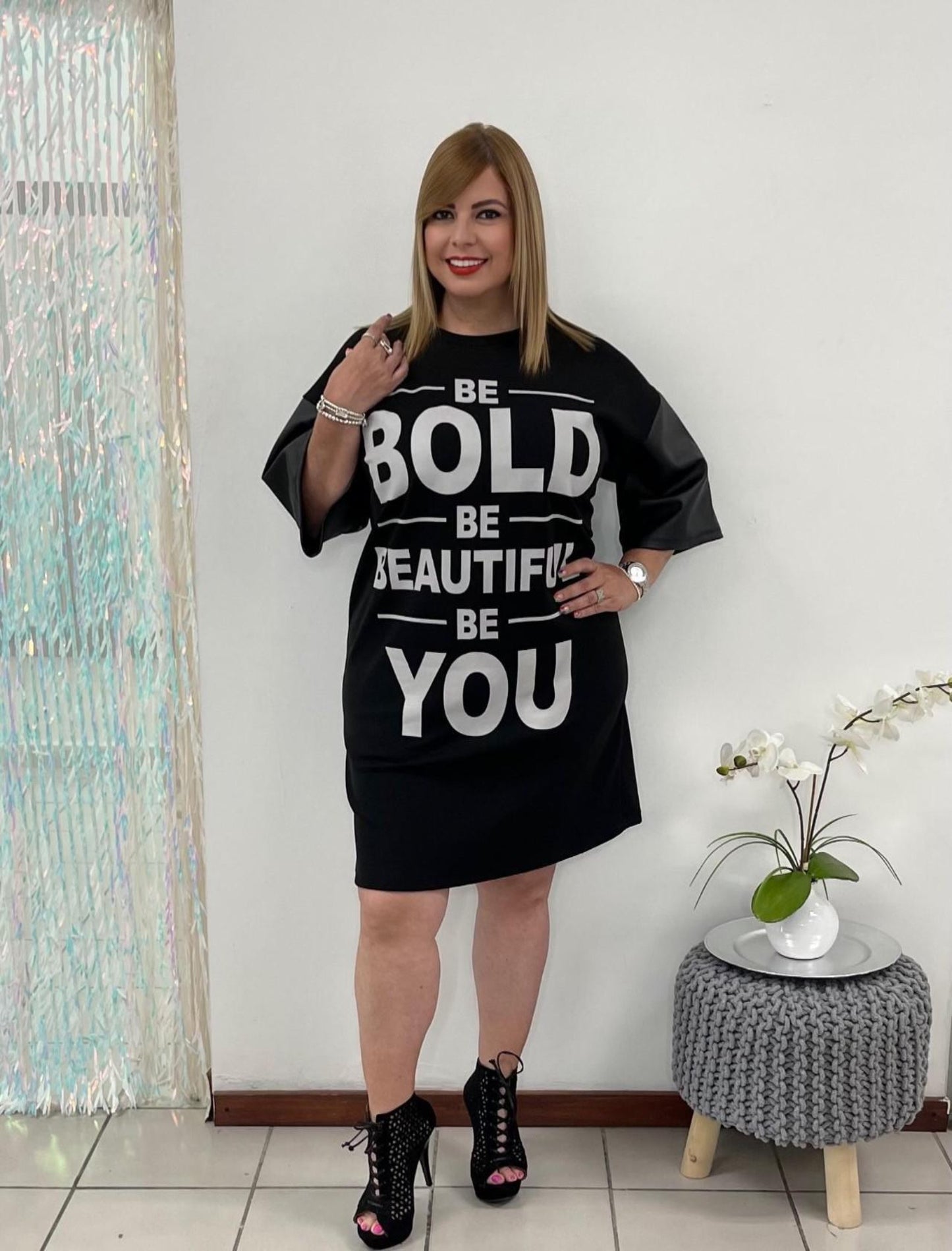 Plus Black and Letter Short dress
