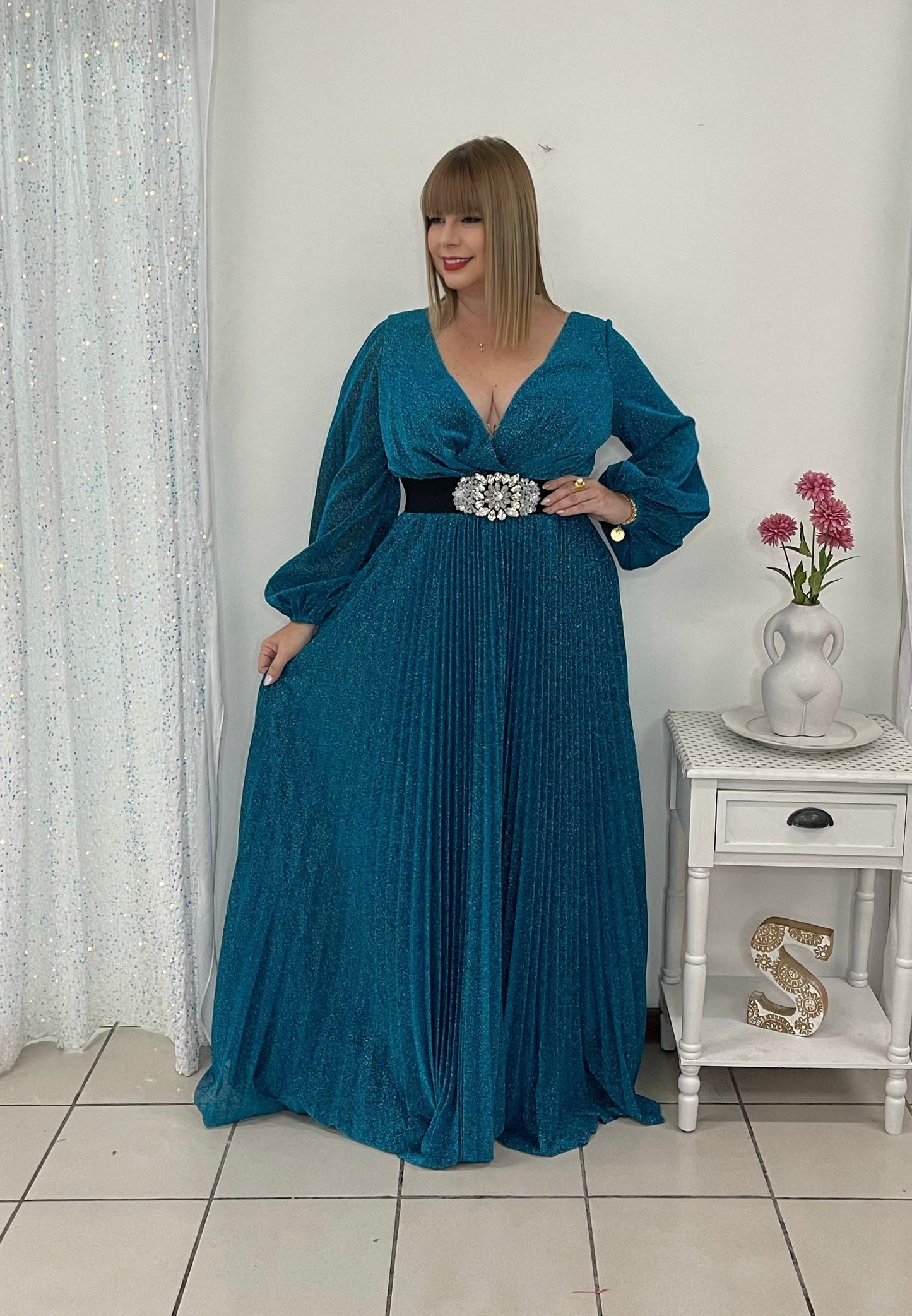 Plus Teal Maxi Dress