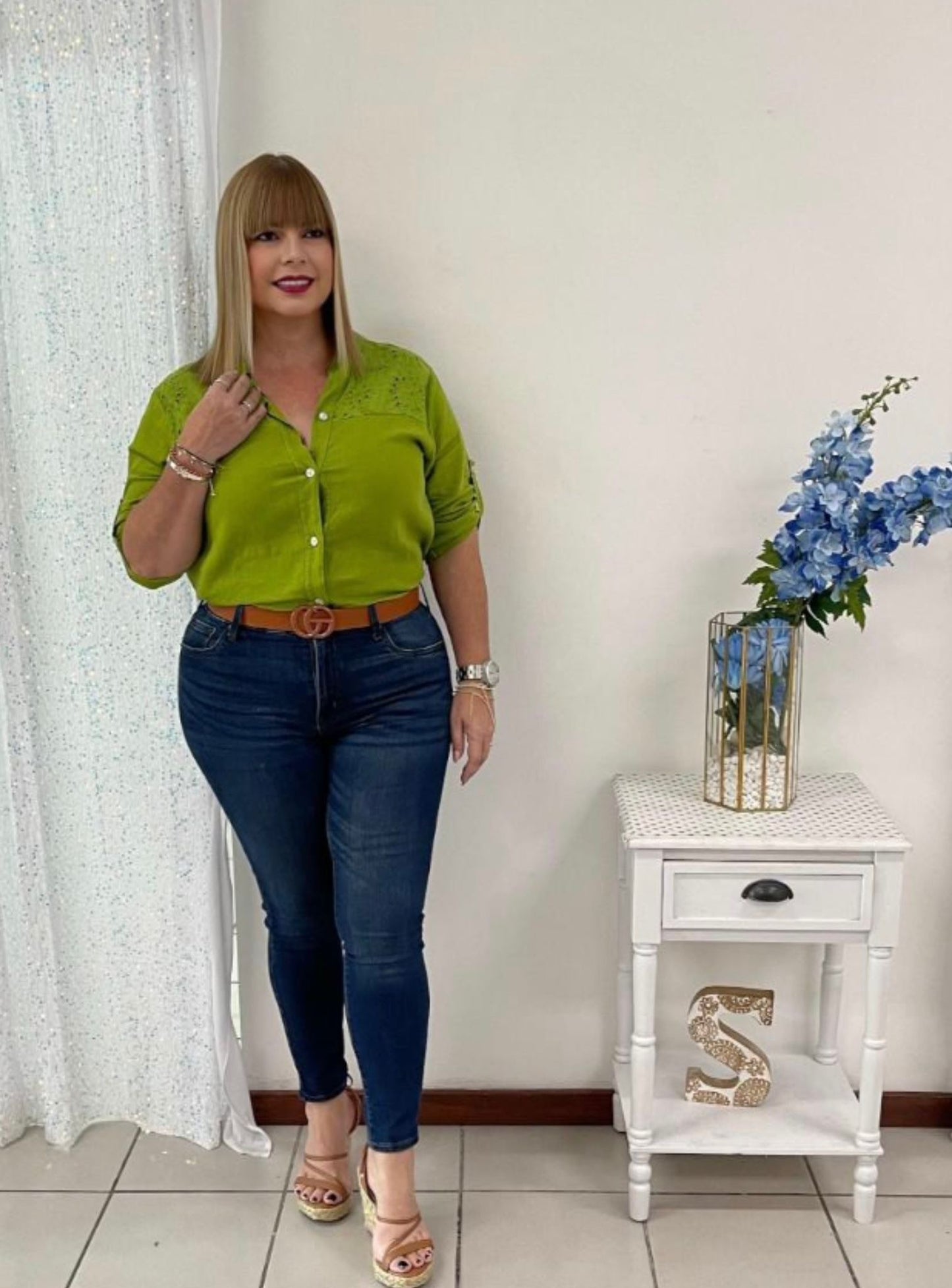 Plus green lime top by: Italy