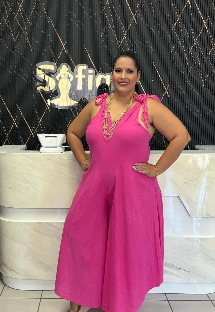 Plus pink blush jumpsuit by: Italy