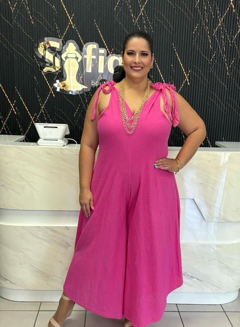 Plus pink blush jumpsuit by: Italy