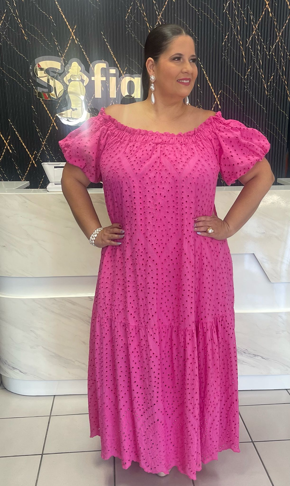Plus pink maxi dress By: Italy