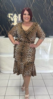Plus animal Print midi dress
