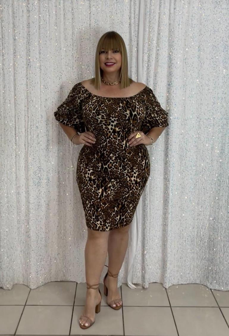 Plus animal print short dress