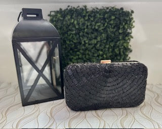 Plus black canutillo clutch bag