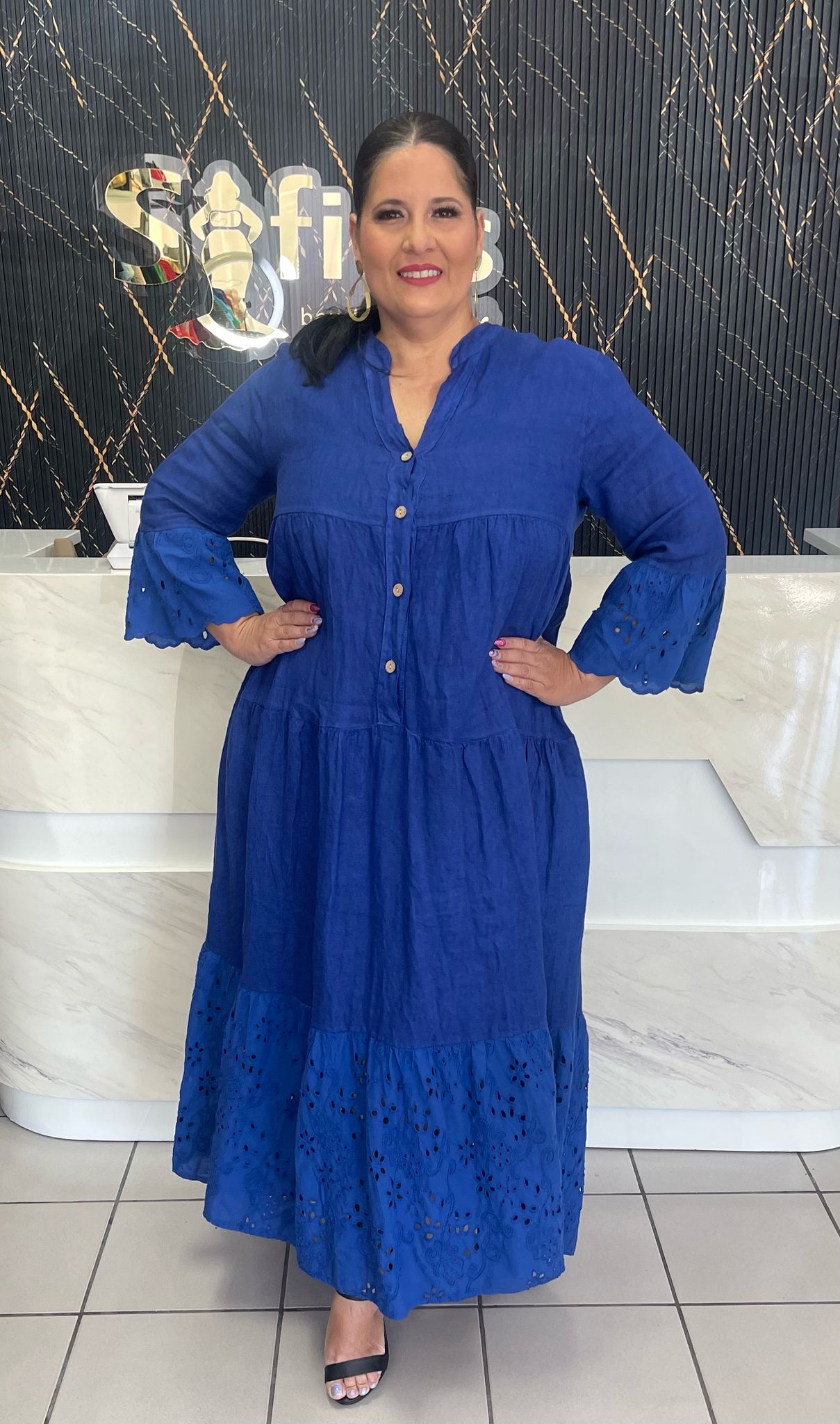 Plus blue maxi dress By: italy