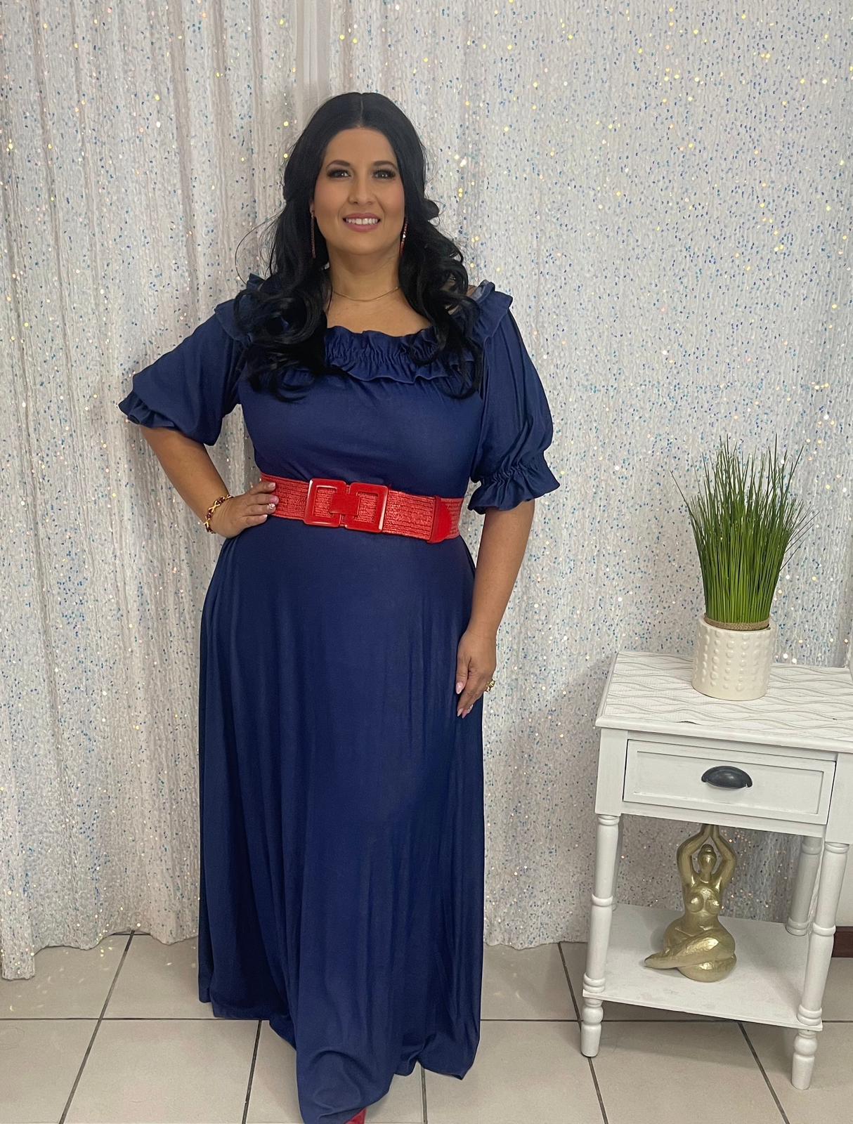 Plus dark denim maxi dress