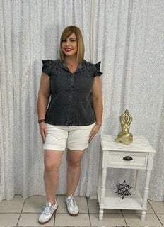 Plus denim black top