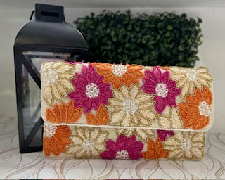Plus flower Canutillo clutch bag