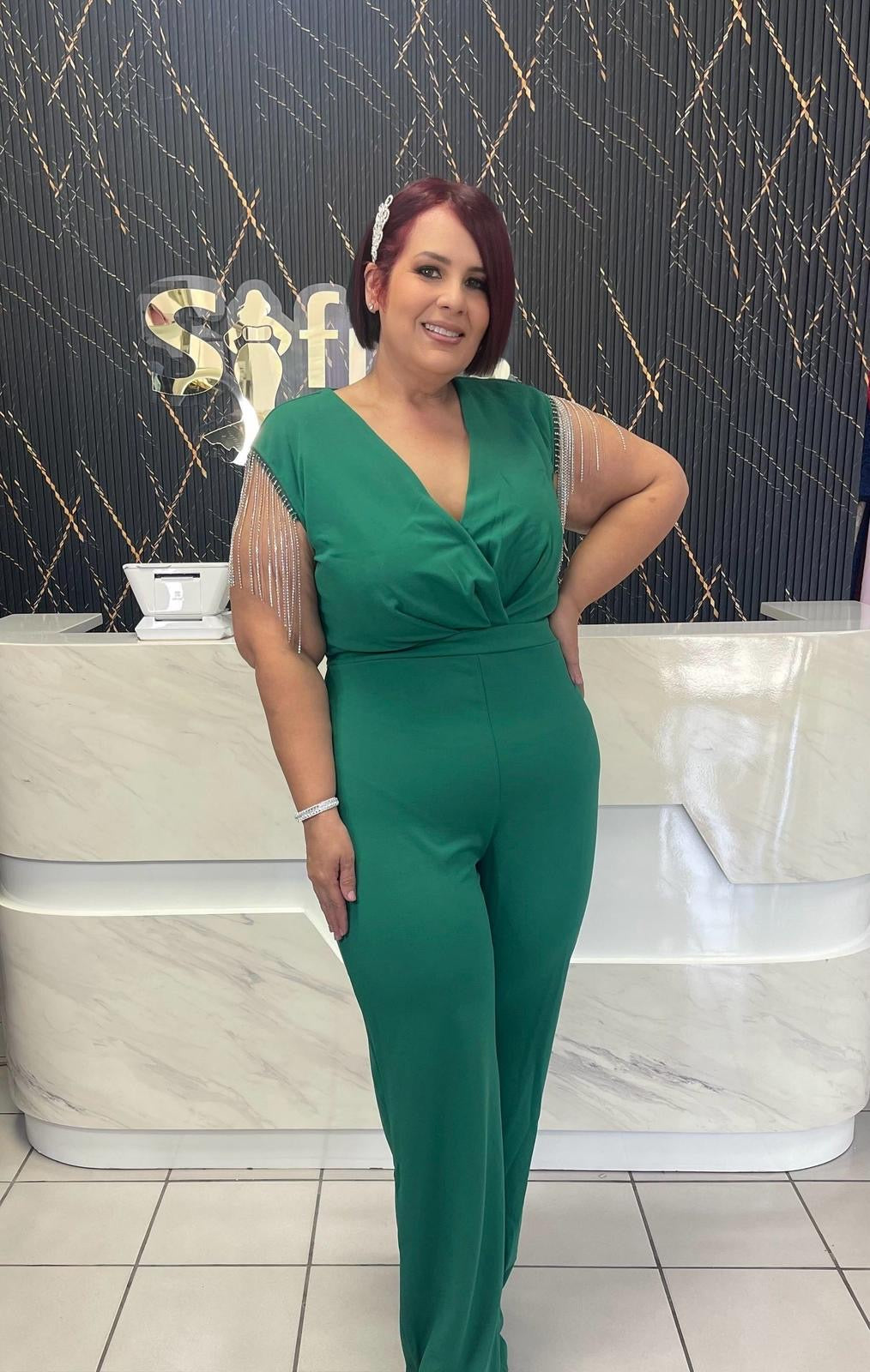 Plus green jumpsuit