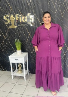 Plus magenta maxi dress