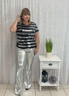 Plus silver and black sequin top