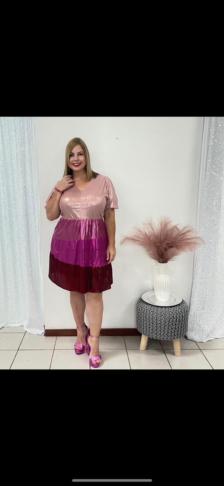 Plus Pick & magentas short Dress