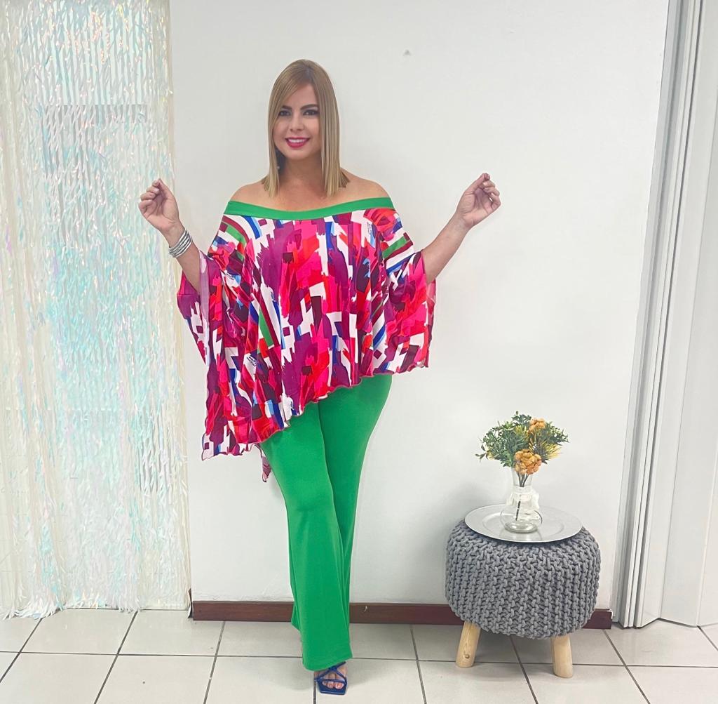 Plus Pink & Green Top