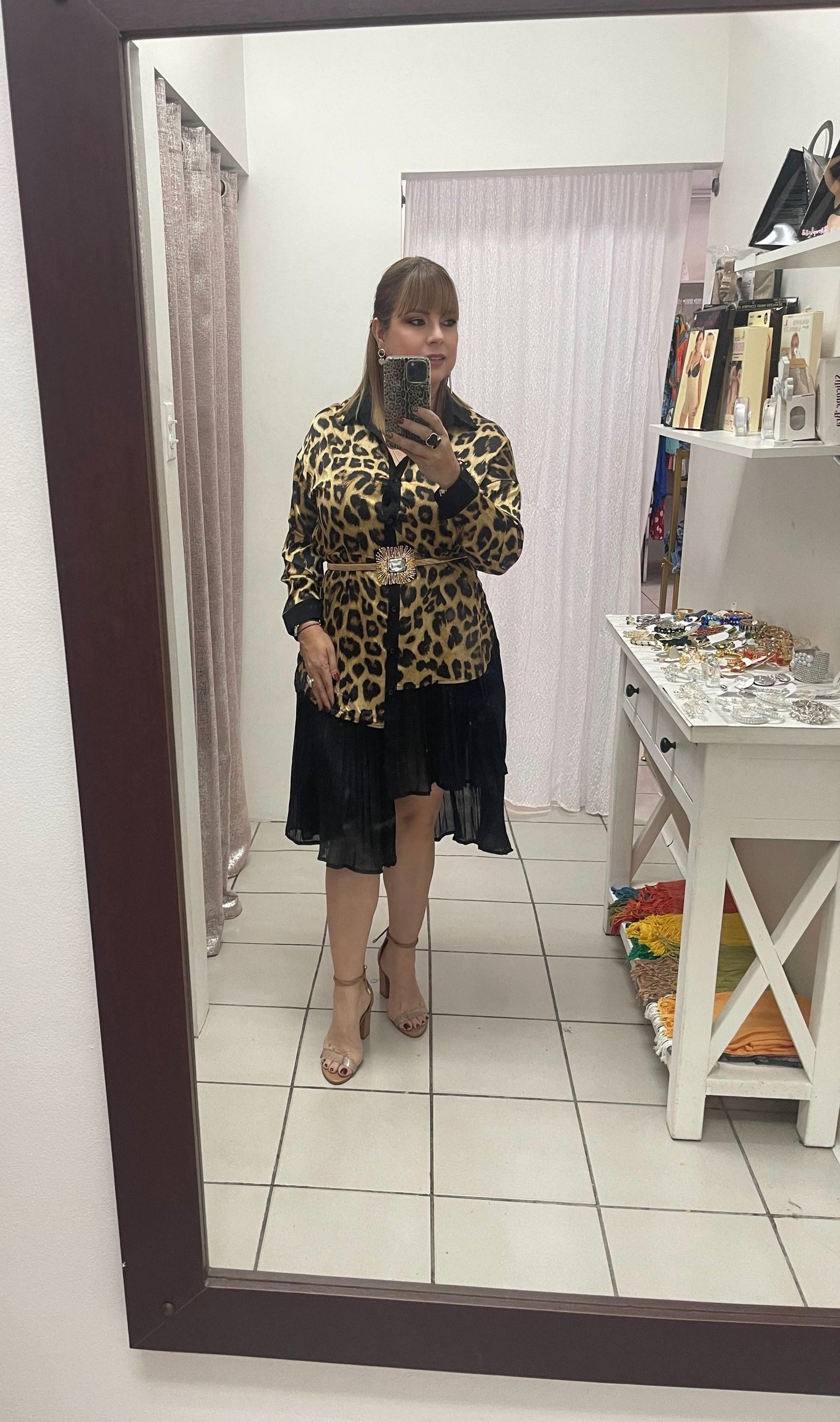 Plus animal Print with black short dress