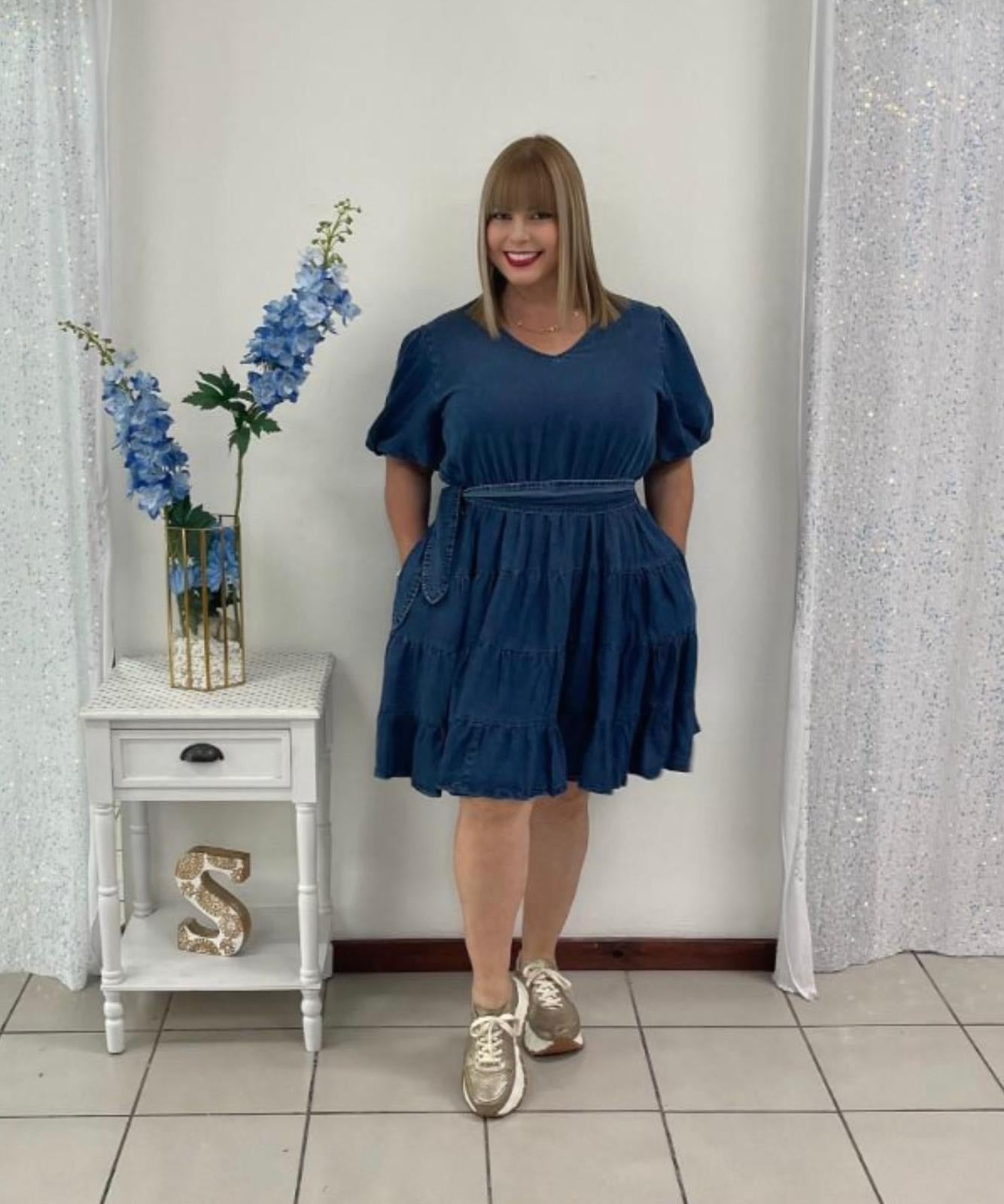 plus dark denim short dress