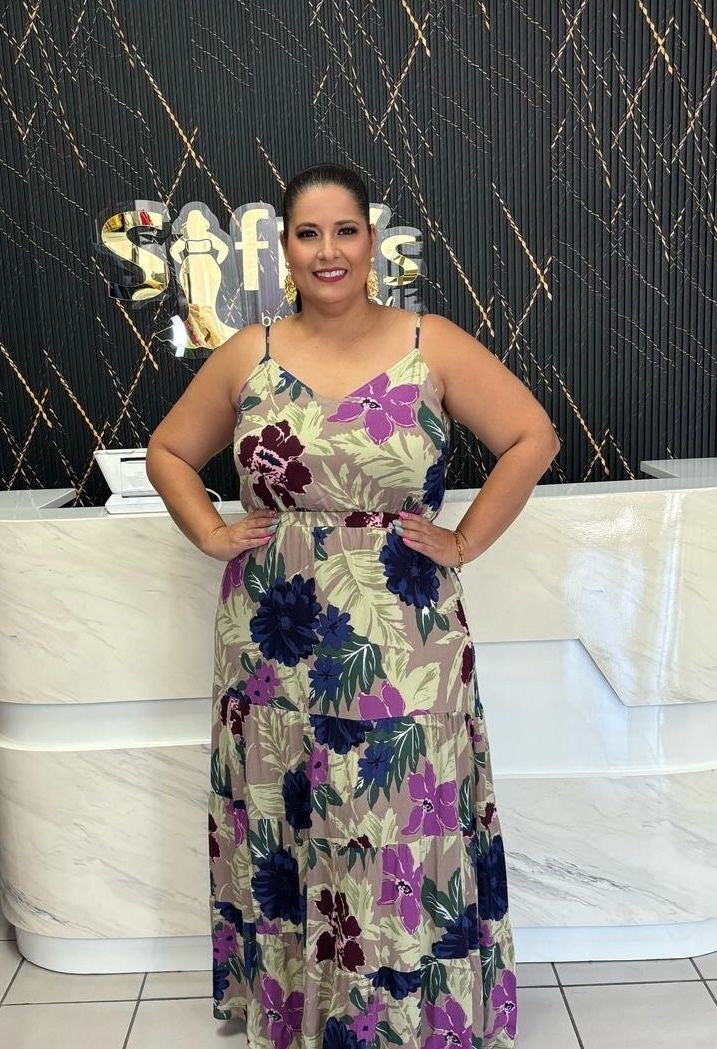 Plus flower maxi dress