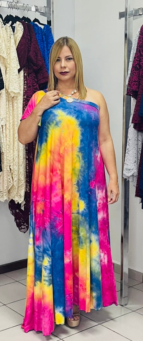 Plus Tie dye maxi dress