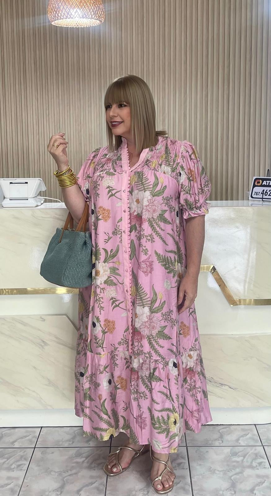 Plus maxi dress pink
