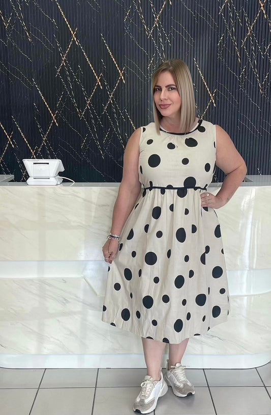 Polka dots middi dress plus dress