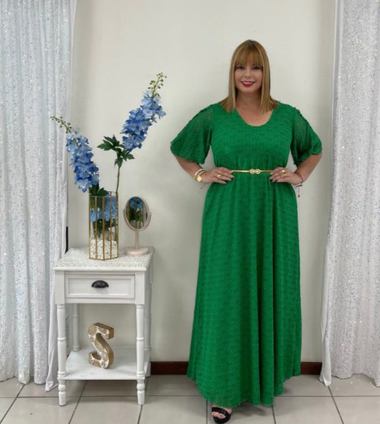 Plus Maxi Dress Lace verde By: Zoraya Desing